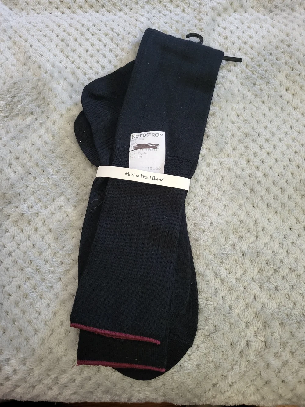 NEW Nordstrom Black Over The Knee‎ Merino Wool Blend Dress Socks